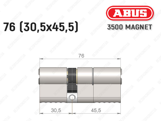 Цилиндр ABUS BRAVUS MAGNET 3500 MX, ключ-ключ, 75 мм (30х45)