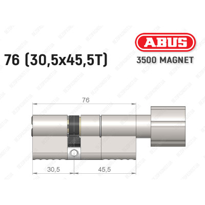 Цилиндр ABUS BRAVUS MAGNET 3500 MX, с тумблером, 75 мм (30х45T)
