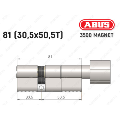 Цилиндр ABUS BRAVUS MAGNET 3500 MX, с тумблером, 80 мм (30х50T)