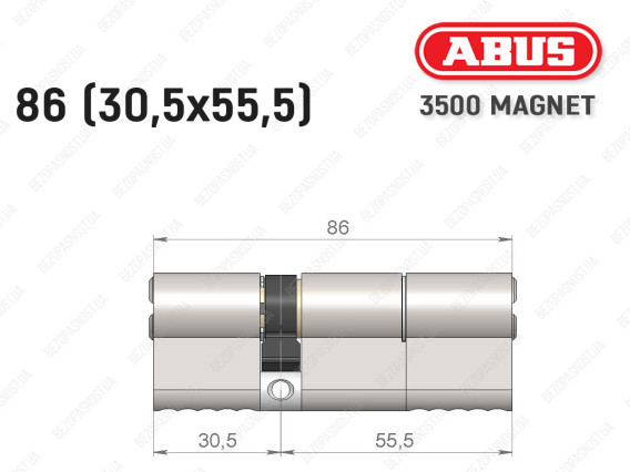 Циліндр ABUS BRAVUS MAGNET 3500 MX, ключ-ключ, 85 мм (30х55)