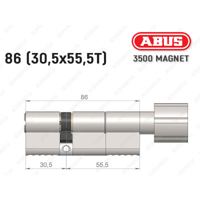 Цилиндр ABUS BRAVUS MAGNET 3500 MX, с тумблером, 85 мм (30х55T)