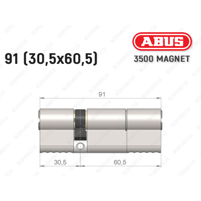Циліндр ABUS BRAVUS MAGNET 3500 MX, ключ-ключ, 90 мм (30х60)