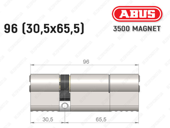 Циліндр ABUS BRAVUS MAGNET 3500 MX, ключ-ключ, 95 мм (30х65)
