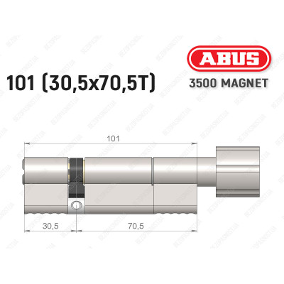 Циліндр ABUS BRAVUS MAGNET 3500 MX, з тумблером, 100 мм (30х70T)
