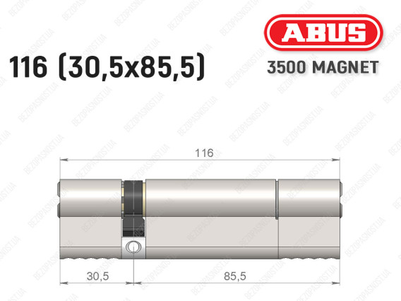 Циліндр ABUS BRAVUS MAGNET 3500 MX, ключ-ключ, 115 мм (30х85)