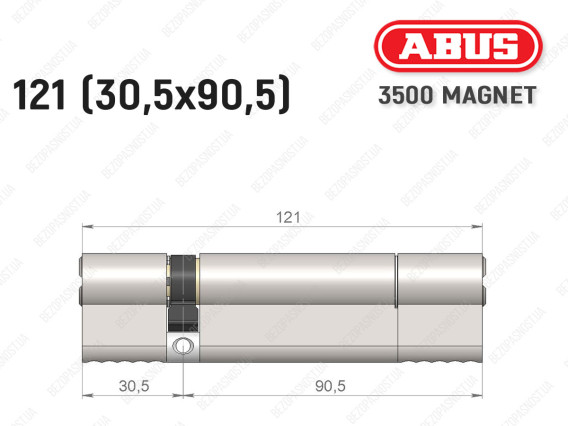 Циліндр ABUS BRAVUS MAGNET 3500 MX, ключ-ключ, 120 мм (30х90)