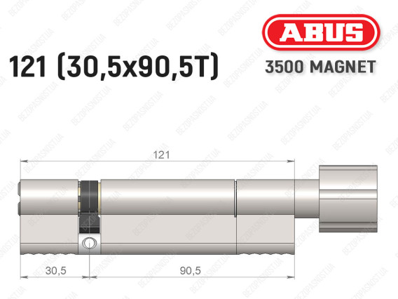 Цилиндр ABUS BRAVUS MAGNET 3500 MX, с тумблером, 120 мм (30х90T)