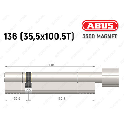 Циліндр ABUS BRAVUS MAGNET 3500 MX, з тумблером, 135 мм (35х100T)