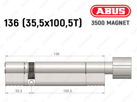 Цилиндр ABUS BRAVUS MAGNET 3500 MX, с тумблером, 135 мм (35х100T)