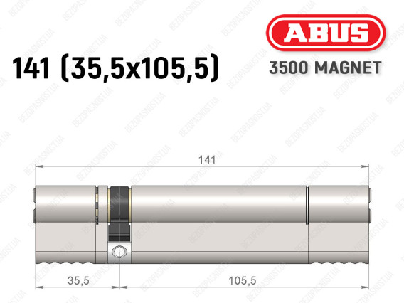 Циліндр ABUS BRAVUS MAGNET 3500 MX, ключ-ключ, 140 мм (35х105)