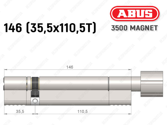 Цилиндр ABUS BRAVUS MAGNET 3500 MX, с тумблером, 145 мм (35х110T)