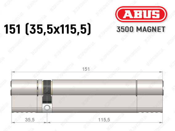 Цилиндр ABUS BRAVUS MAGNET 3500 MX, ключ-ключ, 150 мм (35х115)