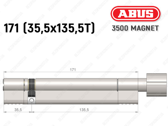 Цилиндр ABUS BRAVUS MAGNET 3500 MX, с тумблером, 170 мм (35х135T)