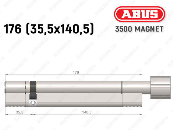Цилиндр ABUS BRAVUS MAGNET 3500 MX, с тумблером, 175 мм (35х140T)