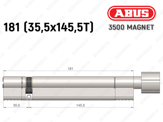 Цилиндр ABUS BRAVUS MAGNET 3500 MX, с тумблером, 180 мм (35х145T)