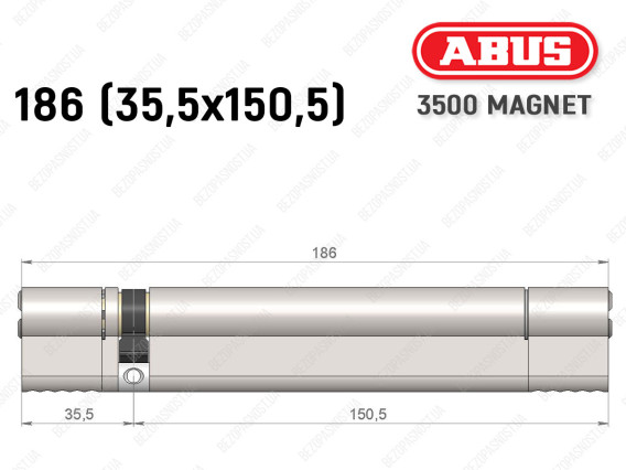 Циліндр ABUS BRAVUS MAGNET 3500 MX, ключ-ключ, 185 мм (35х150)