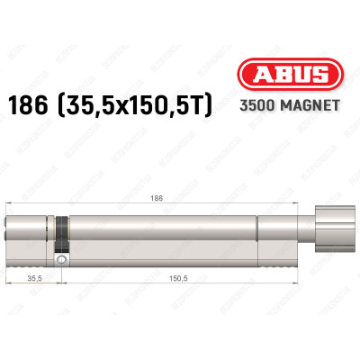 Циліндр ABUS BRAVUS MAGNET 3500 MX, з тумблером, 185 мм (35х150T)