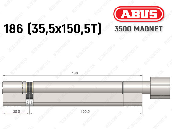 Цилиндр ABUS BRAVUS MAGNET 3500 MX, с тумблером, 185 мм (35х150T)
