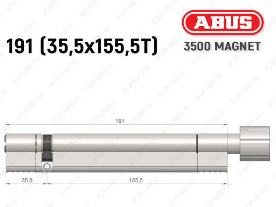 Цилиндр ABUS BRAVUS MAGNET 3500 MX, с тумблером, 190 мм (35х155T)