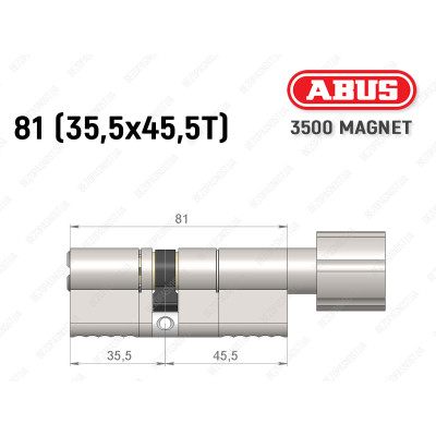 Цилиндр ABUS BRAVUS MAGNET 3500 MX, с тумблером, 80 мм (35х45T)