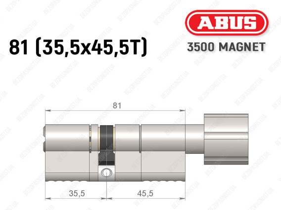 Циліндр ABUS BRAVUS MAGNET 3500 MX, з тумблером, 80 мм (35х45T)