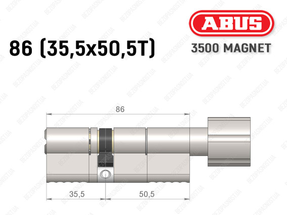 Циліндр ABUS BRAVUS MAGNET 3500 MX, з тумблером, 85 мм (35х50T)