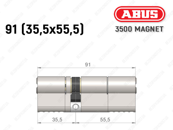 Циліндр ABUS BRAVUS MAGNET 3500 MX, ключ-ключ, 90 мм (35х55)