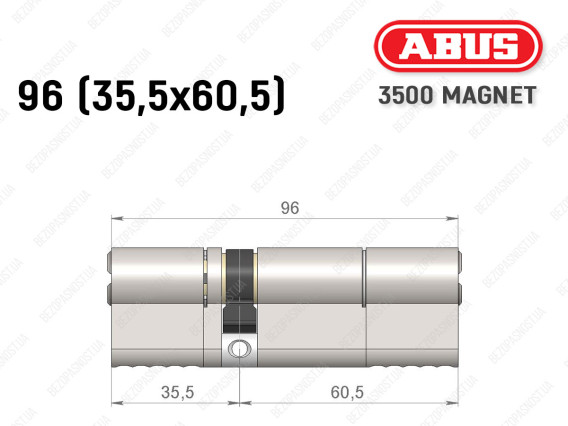 Цилиндр ABUS BRAVUS MAGNET 3500 MX, ключ-ключ, 95 мм (35х60)