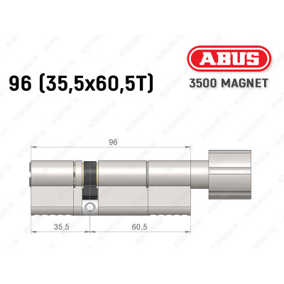 Циліндр ABUS BRAVUS MAGNET 3500 MX, з тумблером, 95 мм (35х60T)