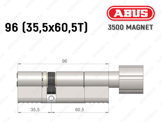Циліндр ABUS BRAVUS MAGNET 3500 MX, з тумблером, 95 мм (35х60T)