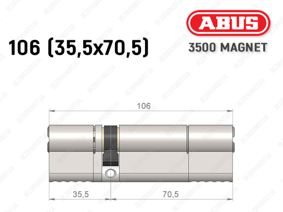 Цилиндр ABUS BRAVUS MAGNET 3500 MX, ключ-ключ, 105 мм (35х70)