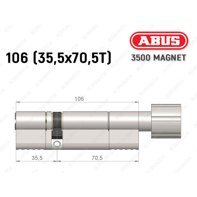 Циліндр ABUS BRAVUS MAGNET 3500 MX, з тумблером, 105 мм (35х70T)