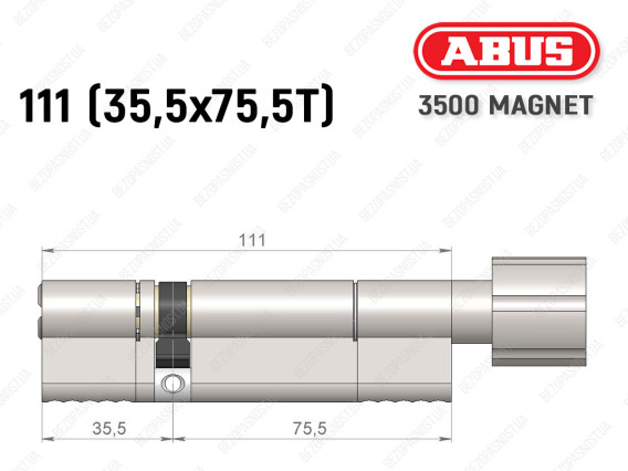 Циліндр ABUS BRAVUS MAGNET 3500 MX, з тумблером, 110 мм (35х75T)