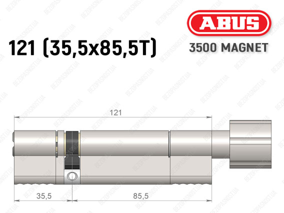 Циліндр ABUS BRAVUS MAGNET 3500 MX, з тумблером, 120 мм (35х85T)