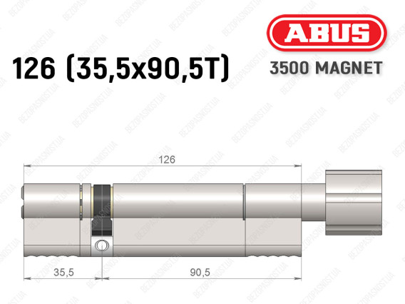 Циліндр ABUS BRAVUS MAGNET 3500 MX, з тумблером, 125 мм (35х90T)