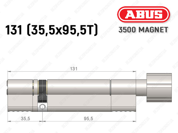 Циліндр ABUS BRAVUS MAGNET 3500 MX, з тумблером, 130 мм (35х95T)