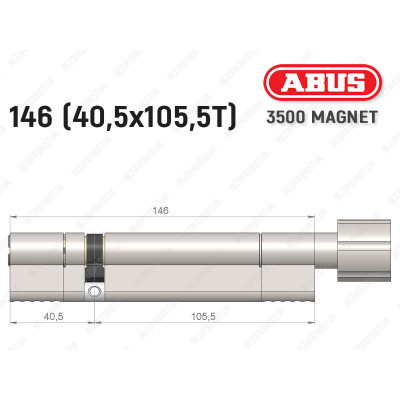 Циліндр ABUS BRAVUS MAGNET 3500 MX, з тумблером, 145 мм (40х105T)