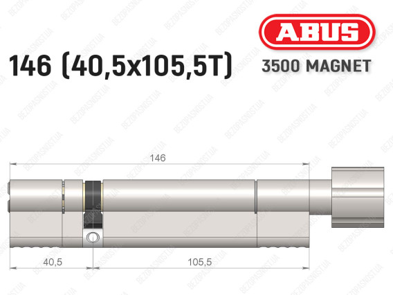 Цилиндр ABUS BRAVUS MAGNET 3500 MX, с тумблером, 145 мм (40х105T)