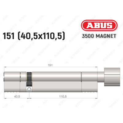 Циліндр ABUS BRAVUS MAGNET 3500 MX, з тумблером, 150 мм (40х110T)