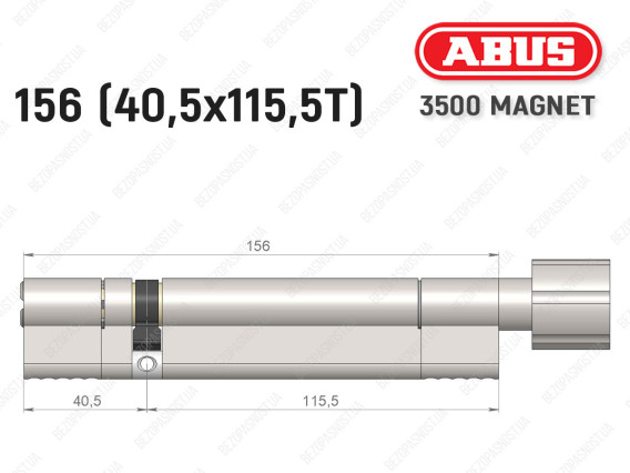 Циліндр ABUS BRAVUS MAGNET 3500 MX, з тумблером, 155 мм (40х115T)