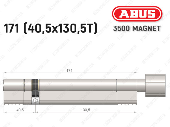 Цилиндр ABUS BRAVUS MAGNET 3500 MX, с тумблером, 170 мм (40х130T)