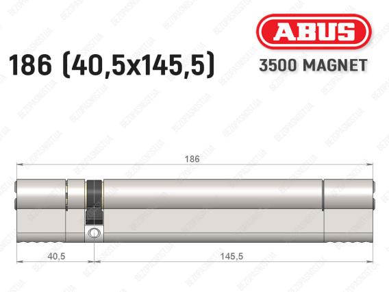 Циліндр ABUS BRAVUS MAGNET 3500 MX, ключ-ключ, 185 мм (40х145)
