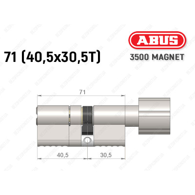 Цилиндр ABUS BRAVUS MAGNET 3500 MX, с тумблером, 70 мм (40х30T)