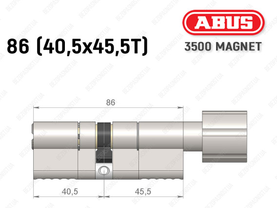 Циліндр ABUS BRAVUS MAGNET 3500 MX, з тумблером, 85 мм (40х45T)