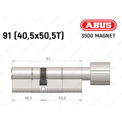 Циліндр ABUS BRAVUS MAGNET 3500 MX, з тумблером, 90 мм (40х50T)