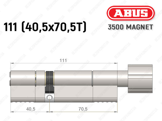 Циліндр ABUS BRAVUS MAGNET 3500 MX, з тумблером, 110 мм (40х70T)