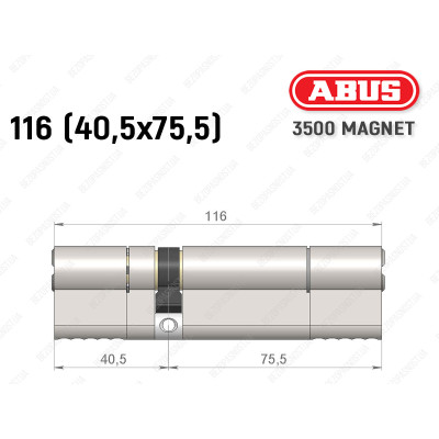 Циліндр ABUS BRAVUS MAGNET 3500 MX, ключ-ключ, 115 мм (40х75)