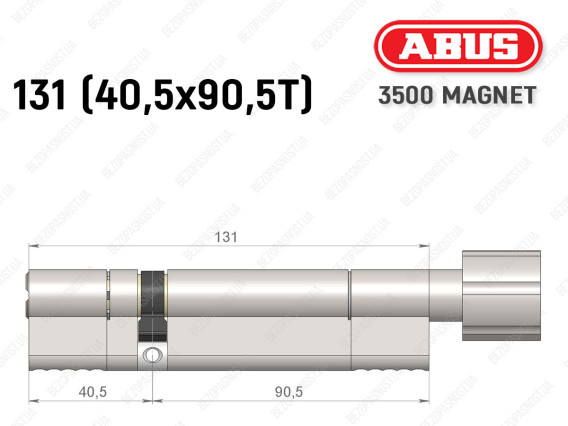 Цилиндр ABUS BRAVUS MAGNET 3500 MX, с тумблером, 130 мм (40х90T)