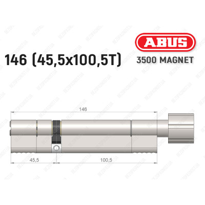 Циліндр ABUS BRAVUS MAGNET 3500 MX, з тумблером, 145 мм (45х100T)