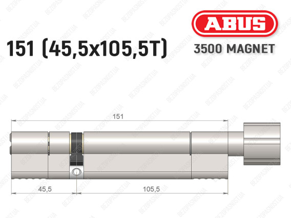 Циліндр ABUS BRAVUS MAGNET 3500 MX, з тумблером, 150 мм (45х105T)